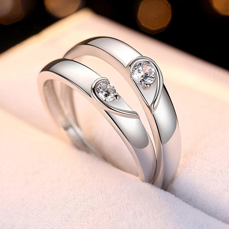 Romantic S925 Sterling Silver Couple Rings Minimalist Luxury Design  Valentine's Day Gift 925 Silver Rings For Women Lover - AliExpress